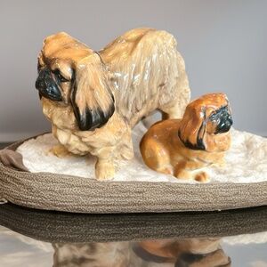 Vintage Royal Doulton Pair of China Pekingese Dogs